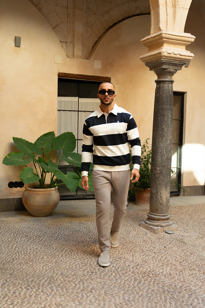 Sinners Attire - Palazzo Stripe Polo - Navy/White