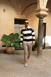 Sinners Attire - Palazzo Stripe Polo - Navy/White