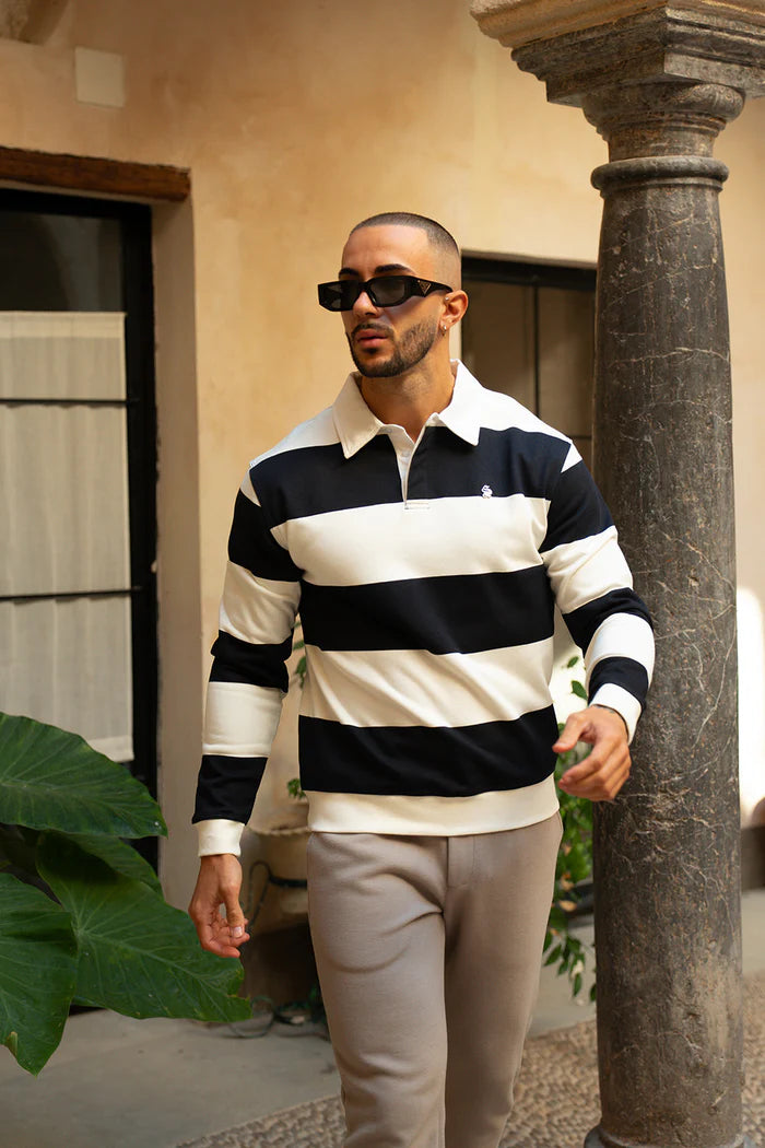 Sinners Attire - Palazzo Stripe Polo - Navy/White