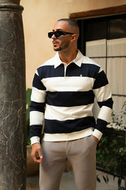 Sinners Attire - Palazzo Stripe Polo - Navy/White