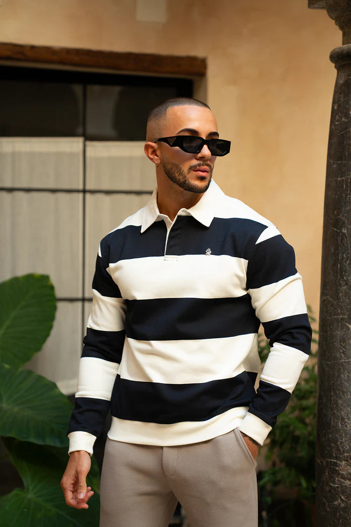 Sinners Attire - Palazzo Stripe Polo - Navy/White