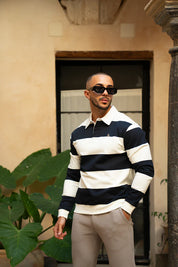 Sinners Attire - Palazzo Stripe Polo - Navy/White