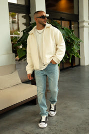 Sinners Attire - Borg Coach Jacket - Off White