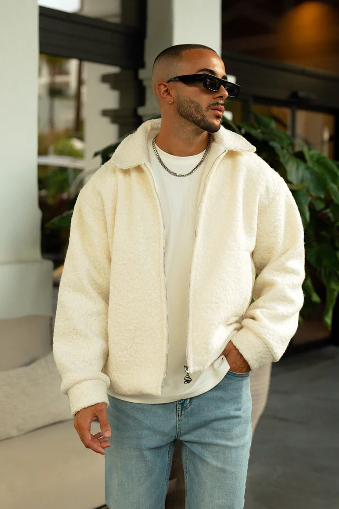 Sinners Attire - Borg Coach Jacket - Off White