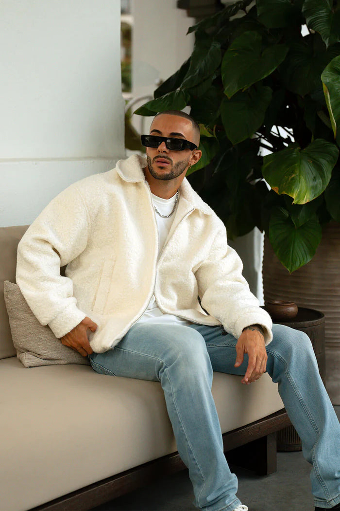 Sinners Attire - Borg Coach Jacket - Off White