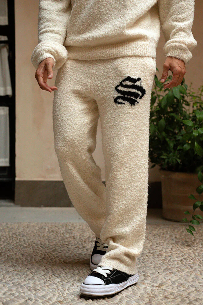 Sinners Attire - Emblem Knitted Joggers - Off White