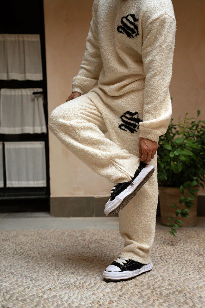 Sinners Attire - Emblem Knitted Joggers - Off White
