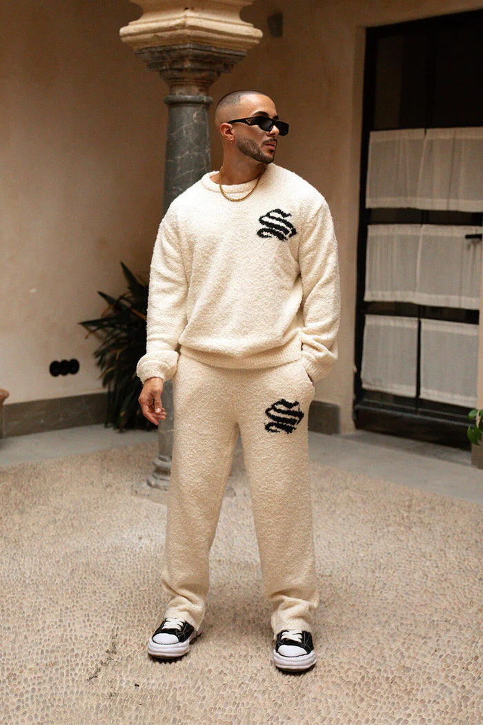 Sinners Attire - Emblem Knitted Joggers - Off White
