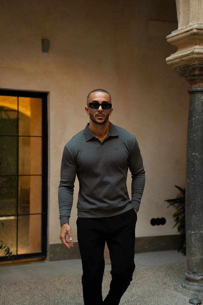 Sinners Attire - Portofino L/S Ribbed Polo - Slate