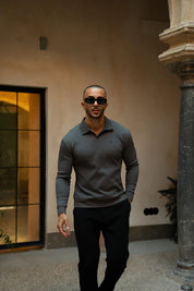 Sinners Attire - Portofino L/S Ribbed Polo - Slate