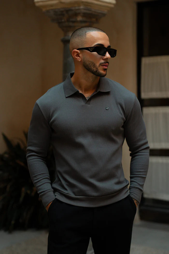 Sinners Attire - Portofino L/S Ribbed Polo - Slate