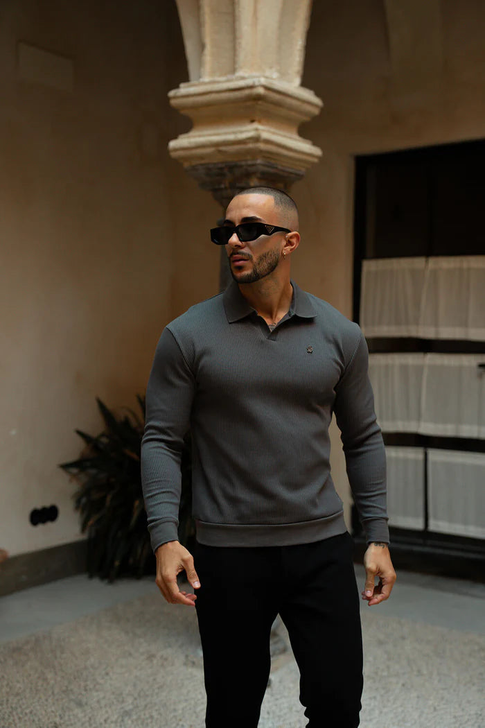 Sinners Attire - Portofino L/S Ribbed Polo - Slate