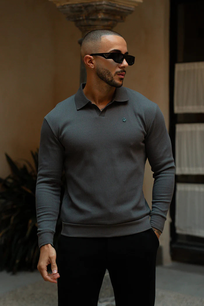 Sinners Attire - Portofino L/S Ribbed Polo - Slate