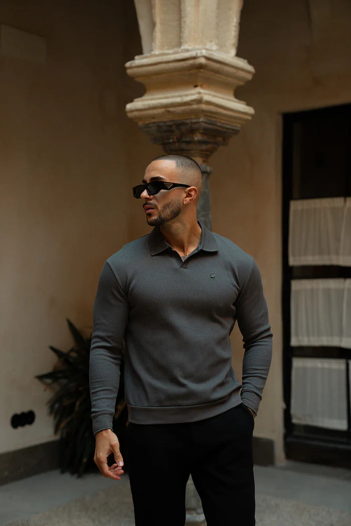 Sinners Attire - Portofino L/S Ribbed Polo - Slate