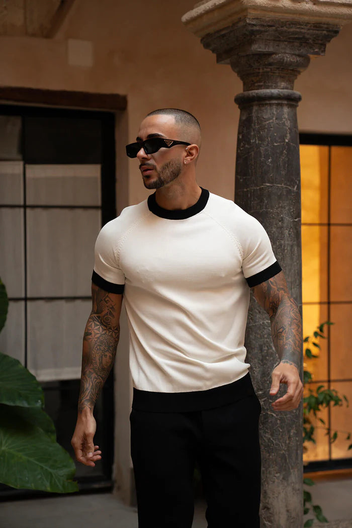 Sinners Attire - Capri Ringer Knit Tee - - White