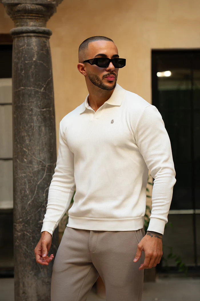 Sinners Attire - Portofino L/S Ribbed Polo - White