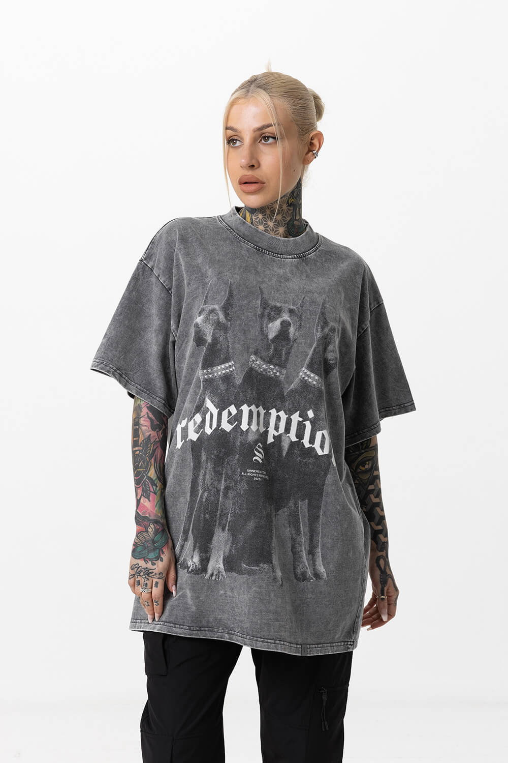 Doberman Redemption Tee - Acid Grey