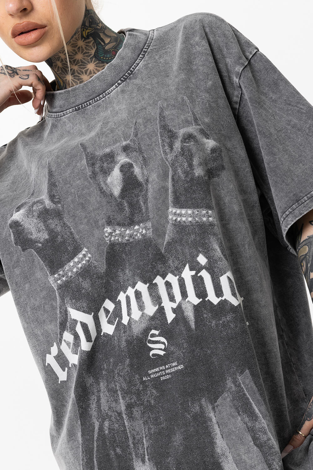 Doberman Redemption Tee - Acid Grey