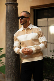 Sinners Attire - Palazzo Stripe Polo - Beige/White