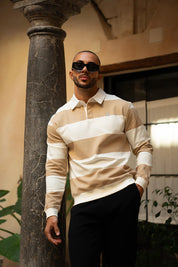 Sinners Attire - Palazzo Stripe Polo - Beige/White