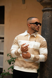 Sinners Attire - Palazzo Stripe Polo - Beige/White
