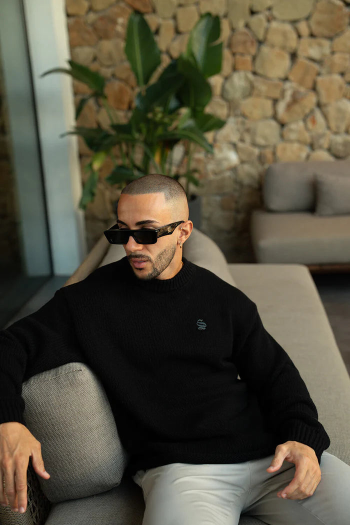 Sinners Attire - Aurelle Cable Knit Sweater - Black