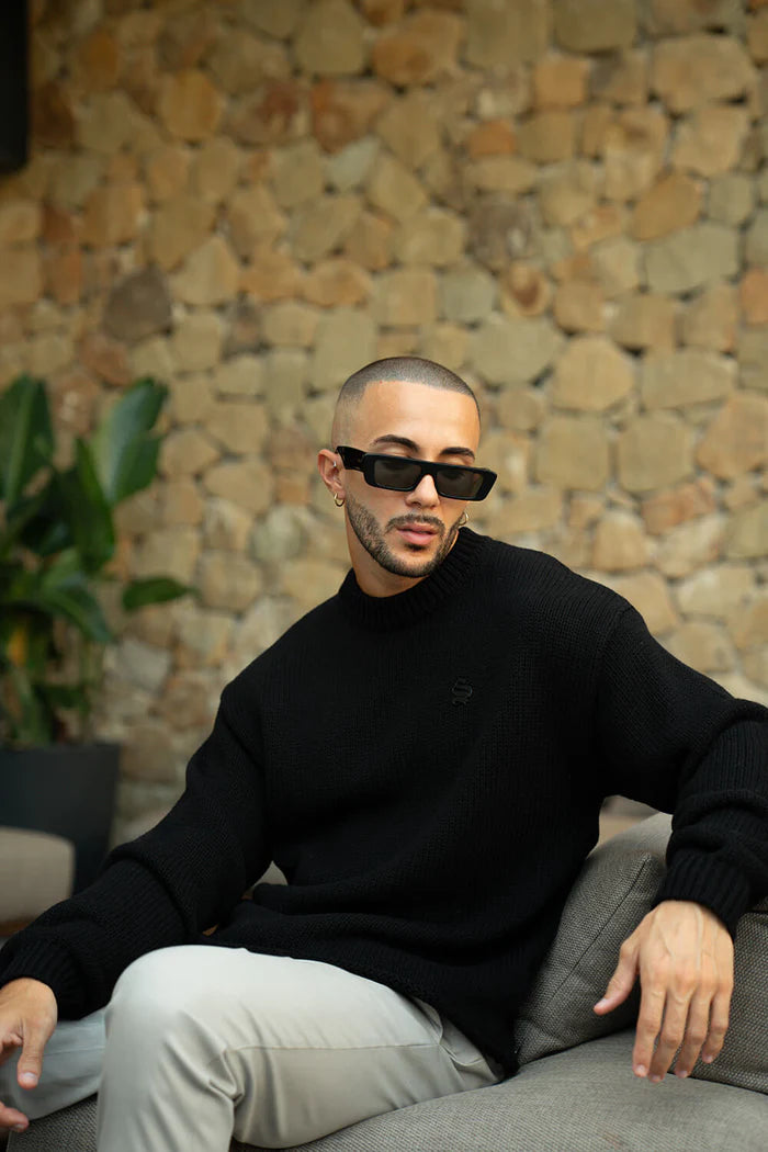 Sinners Attire - Aurelle Cable Knit Sweater - Black