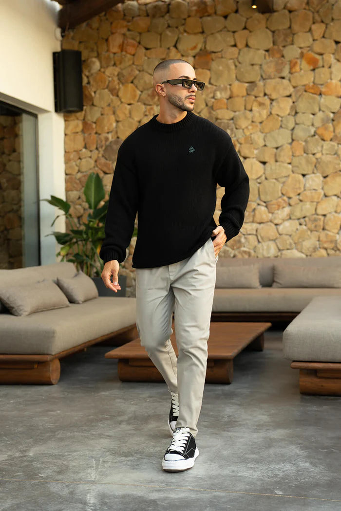 Sinners Attire - Aurelle Cable Knit Sweater - Black