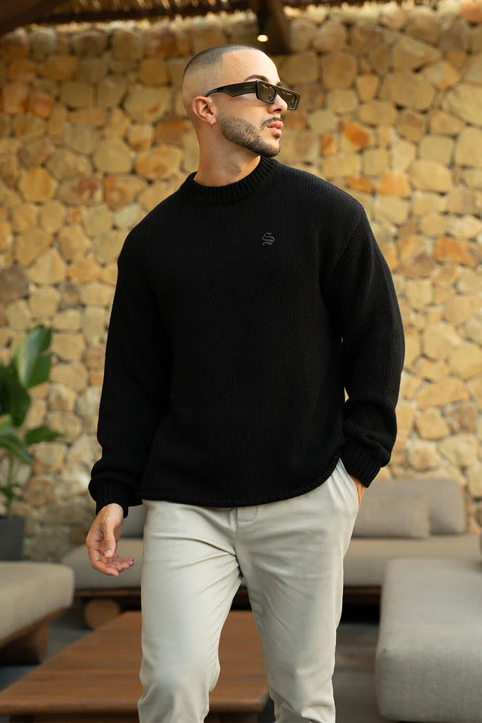 Sinners Attire - Aurelle Cable Knit Sweater - Black