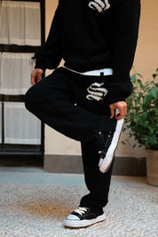 Sinners Attire - Emblem Knitted Joggers - Black