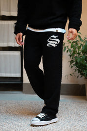 Sinners Attire - Emblem Knitted Joggers - Black