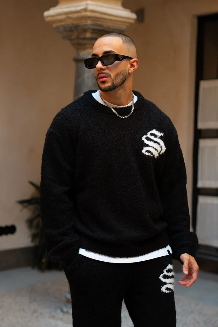 Sinners Attire - Emblem Knitted Sweater - Black