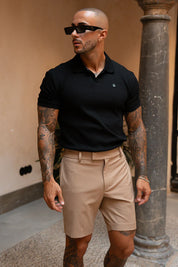 Portofino Ribbed Polo - Black