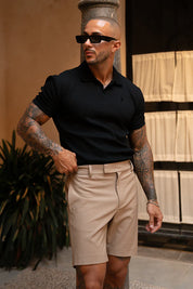 Portofino Ribbed Polo - Black