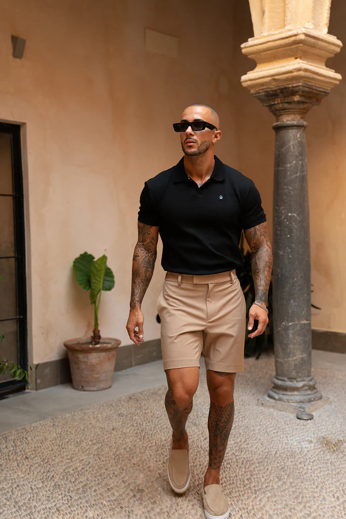 Portofino Ribbed Polo - Black