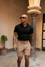 Portofino Ribbed Polo - Black