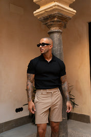 Portofino Ribbed Polo - Black