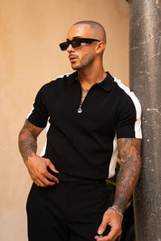 Sorrento Stripe Polo - Black