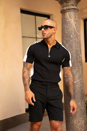 Sorrento Stripe Polo - Black