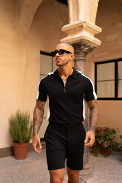 Sorrento Stripe Polo - Black