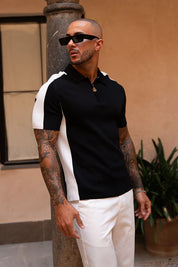 Sorrento Stripe Polo - Black