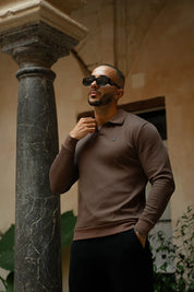 Sinners Attire - Portofino L/S Ribbed Polo - Chocolate