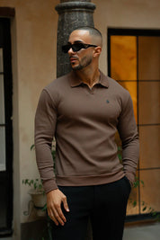 Sinners Attire - Portofino L/S Ribbed Polo - Chocolate