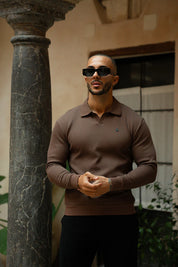Sinners Attire - Portofino L/S Ribbed Polo - Chocolate