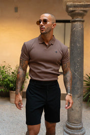 Portofino Ribbed Polo - Chocolate