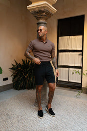 Portofino Ribbed Polo - Chocolate