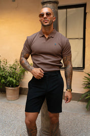 Portofino Ribbed Polo - Chocolate