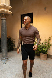 Portofino Ribbed Polo - Chocolate
