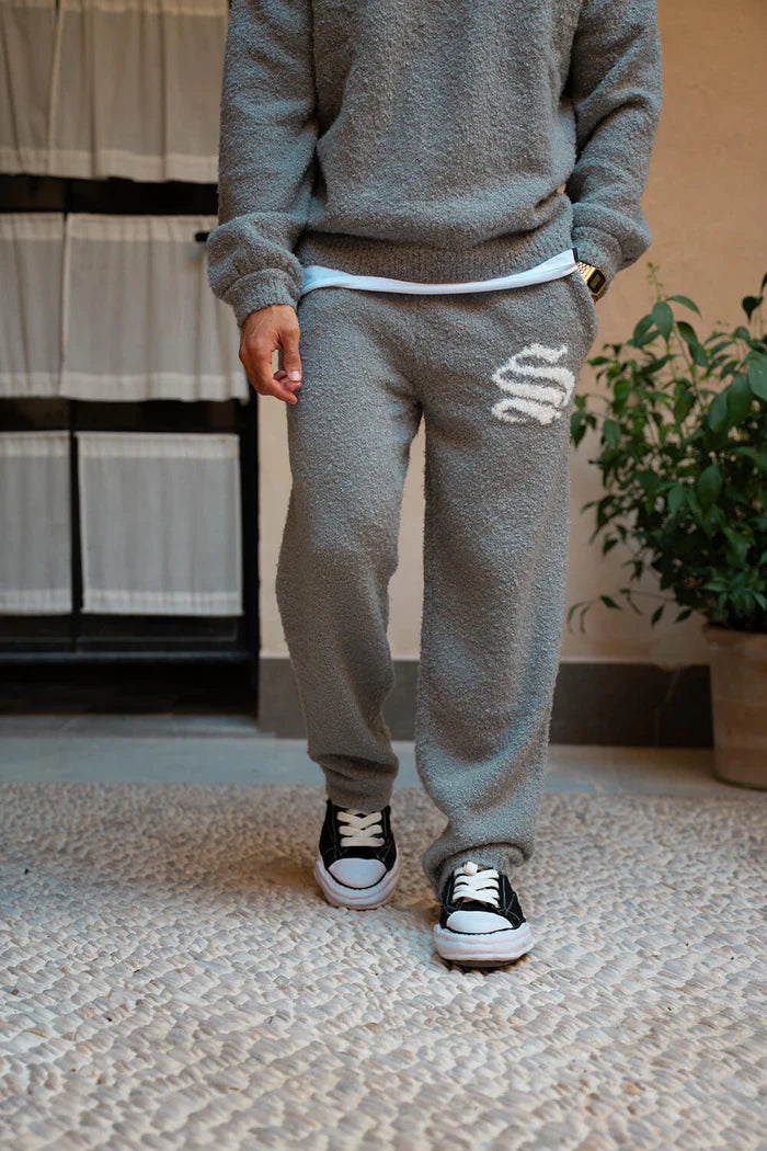 Sinners Attire - Emblem Knitted Joggers - Grey
