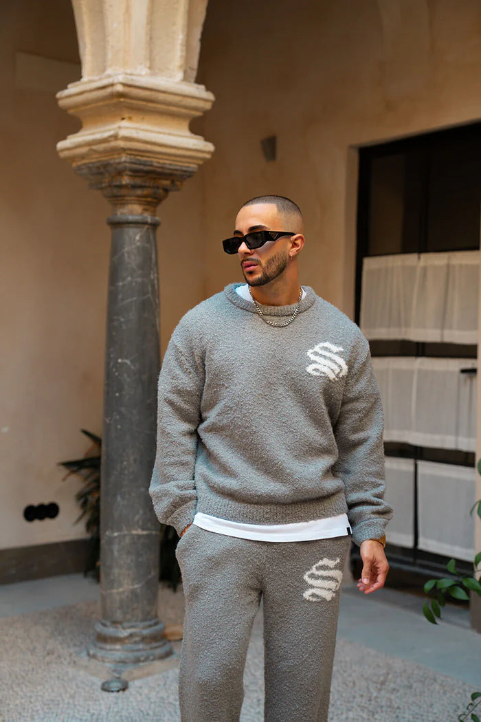 Sinners Attire - Emblem Knitted Sweater - Grey